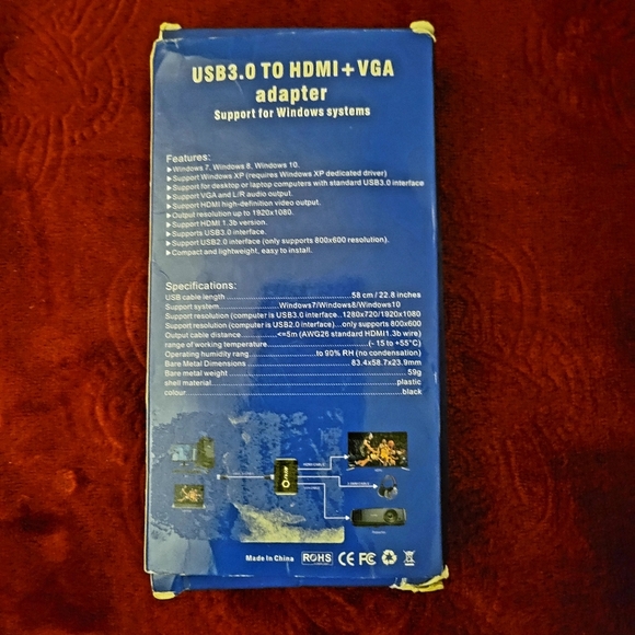 🔥HP🔥NWOT USB 3.0 TO HDMI+VGA ADAPTER SUPPORT FOR WINDOWS SYSTEMS - Picture 2 of 2